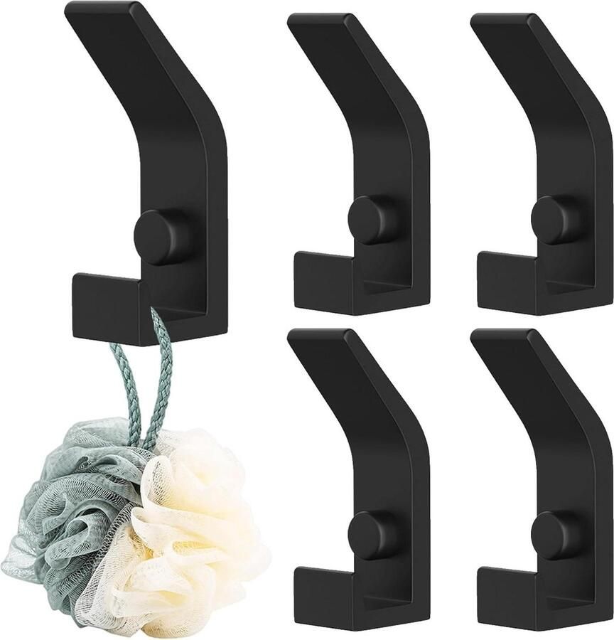 Garderobehaken ruimte-aluminium kledinghaken zwart stansvrije installatie voor slaapkamer badkamer woonkamer