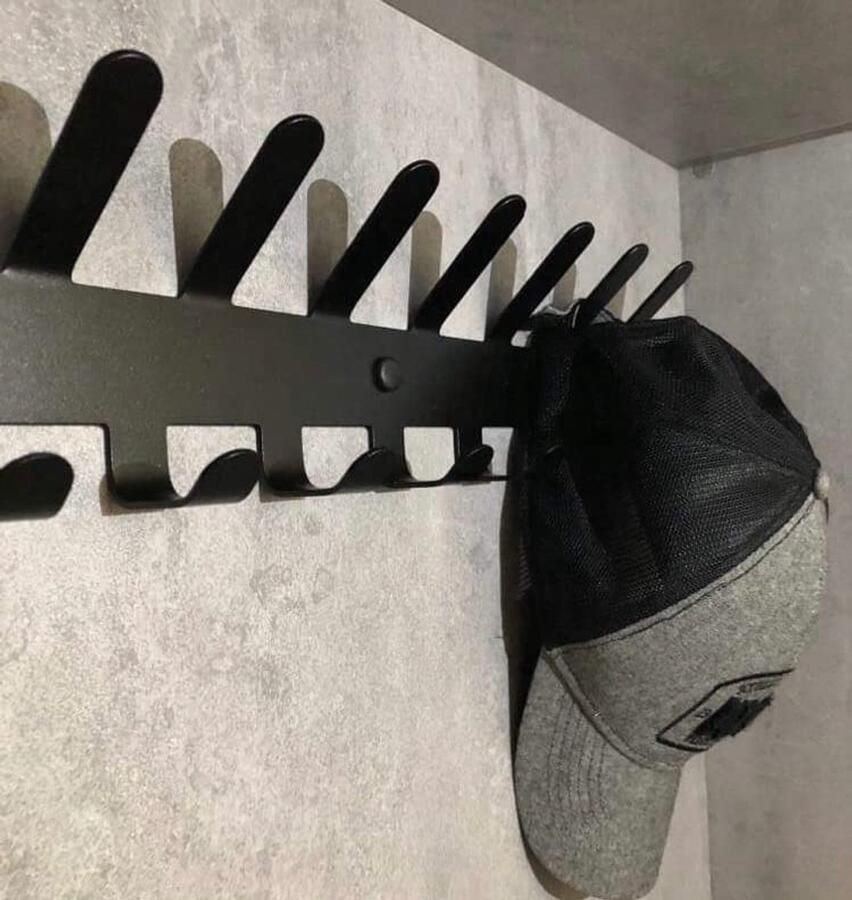 Garderobehaken van staal 17 haken 50 cm Muurhanger voor jassen en accessoires Elegante poedercoated kapstok