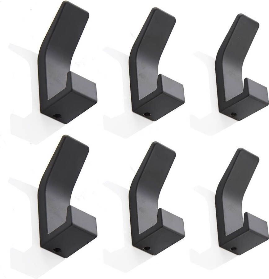 Garderobehaken zonder boren handdoekhaken zelfklevende haken kledinghaken zwart zelfklevende haken voor kledingkast keuken badkamer wandhaken 6 stuks