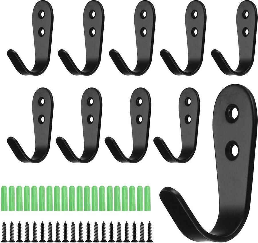 Garderobehaken zwart 10 stuks roestvrij staal jashaken zware belasting badkamer kledingkast kledingkasten slaapkamer