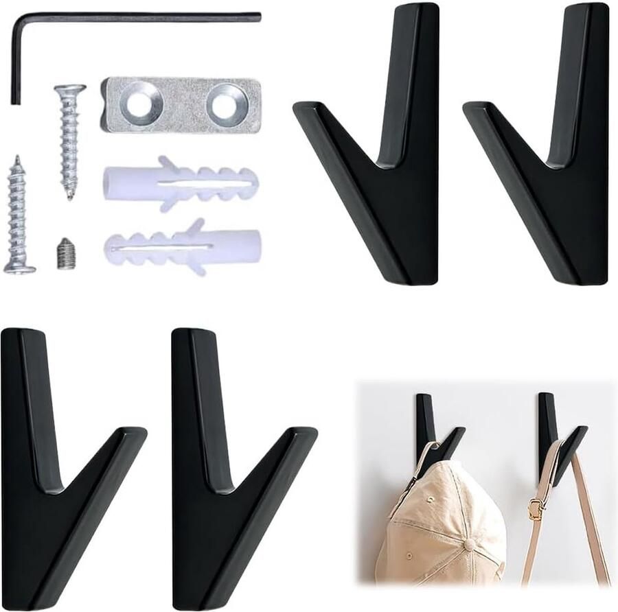 Garderobehaken zwart stijlvolle oplossing voor uw organisatie 4 stuks mat zwart