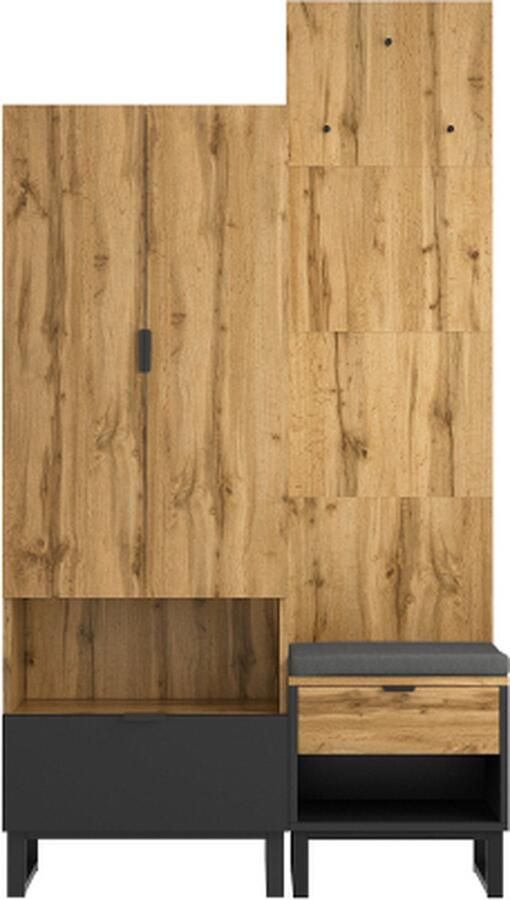 Zonder merk Gotagee Garderobekastset Multifunctionele kast Zijkast met schoenenbank Hangaccessoires Woonkamer opbergkast Verstelbare planken Lockers