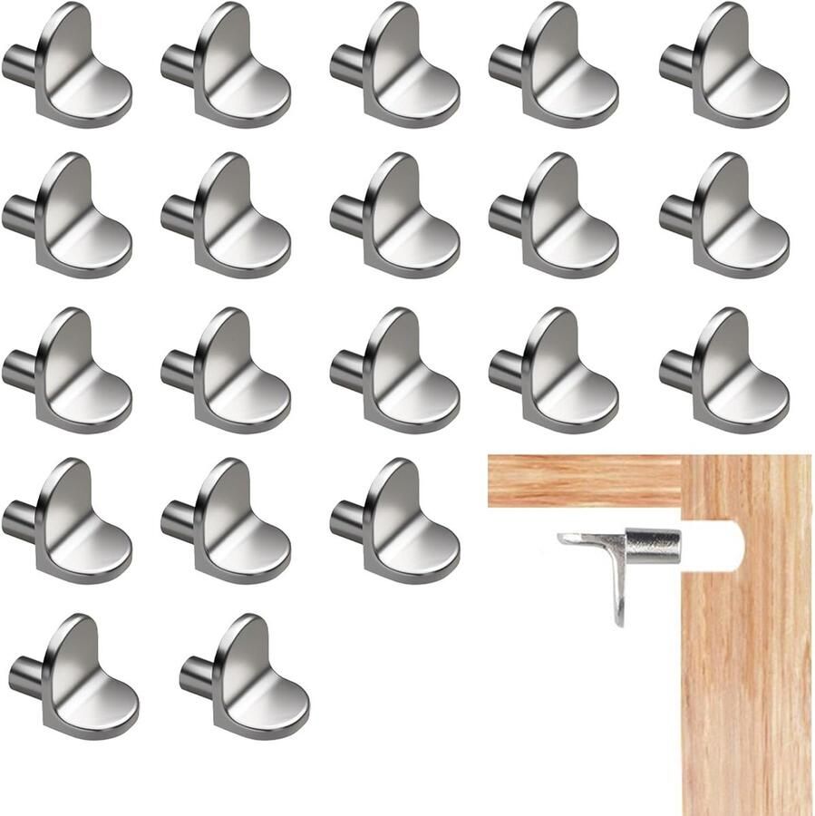 Garderobekastverdelerspijkers Bevestiging van houten panelen en glas Meubelbeslag en accessoires voor keukenkasten boekenkasten kasten houten en glazen plankbeugels Zilver 20 stuks