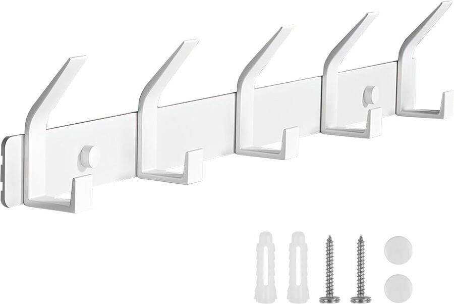 Garderobelijst wandkapstok 5 haken wit roestvrij staal 36 8 cm