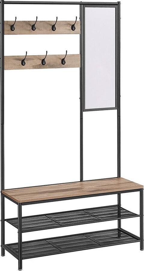Industrieel Kledingrek Kledingstandaard Kleerhanger Stijlvol Organiseren 35 x 98 x 180 cm Camel Brown Ink Black