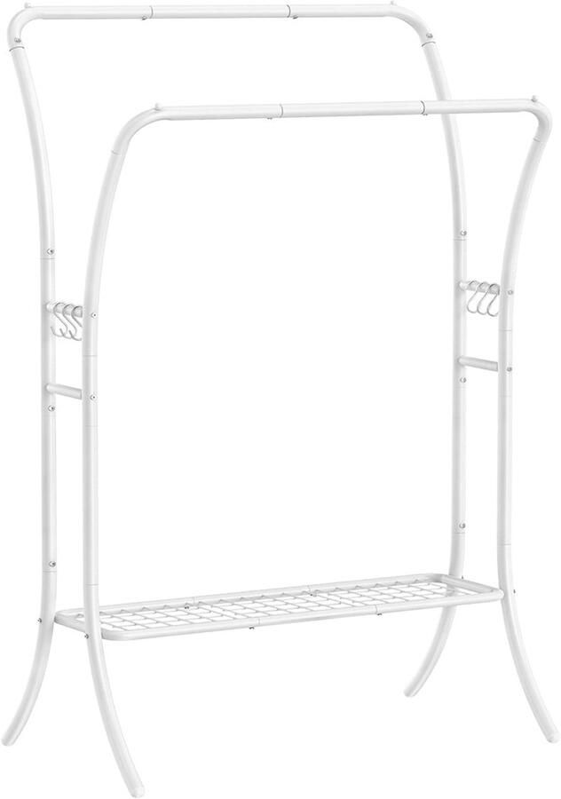 Garderoberails Set Kaststangen Kledingrek Witte Plank Duurzaam Staal 46cm x 100cm x 155cm
