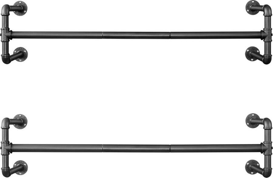 Garderoberegels set van 2 kapstokken in industrieel design wandmontage ruimtebesparend 112 x 30 x 29 3 cm belastbaar tot 60 kg eenvoudige montage voor kleine ruimtes zwart - Foto 2