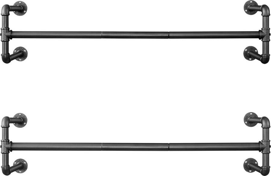 Garderoberegels set van 2 kapstokken in industrieel design wandmontage ruimtebesparend 112 x 30 x 29 3 cm belastbaar tot 60 kg eenvoudige montage voor kleine ruimtes zwart