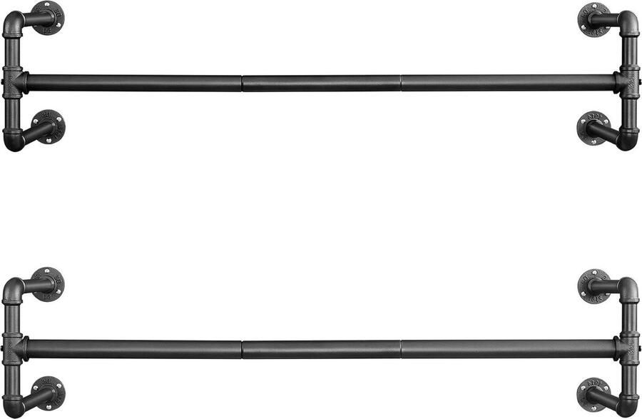 Garderoberegels set van 2 kapstokken industrieel design maximale ruimtebesparing eenvoudige montage zwart belastbaar tot 60 kg Kapstok