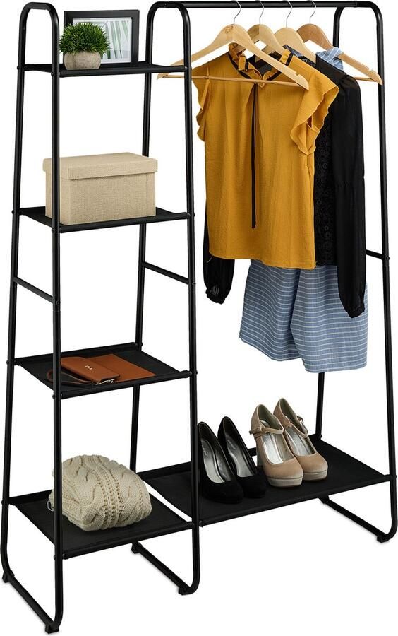 Relaxdays garderoberek met schoenenrek tot 25 kg 151 x 100 x 41 cm metaal slaapkamer