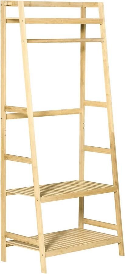 Garderoberek van bamboe met 3 planken Vrijstaand Kledingrek voor Kleine Ruimtes 70 x 42 x 164 cm