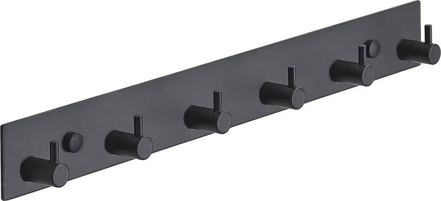 Garderobestandaard 6 haken 39 cm roestvrij staal deurhaken voor de keuken haaklijst zwart wandgarderobe badkamer woonkamer en hal voor hoed sjaals handtassen handdoekhaken