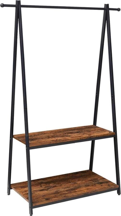 Wardrobe File Clothes Rack with Clothes Rail Industrial Design 2 Shelves 103 x 45 x 150 cm for Shoes Hats Scarves Hallway Living Room Guest Room Bedroom Office halmeubel met kapstok