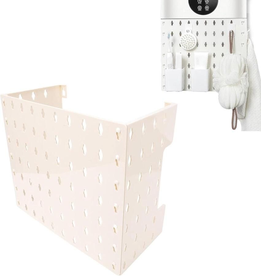 Gas Water Heater Pipe Cover Pegboard Combinatiekit met Zelfklevende Pads Wandgemonteerde Peg Board voor Keuken Slaapkamer Kantoor Badkamer (Klein)