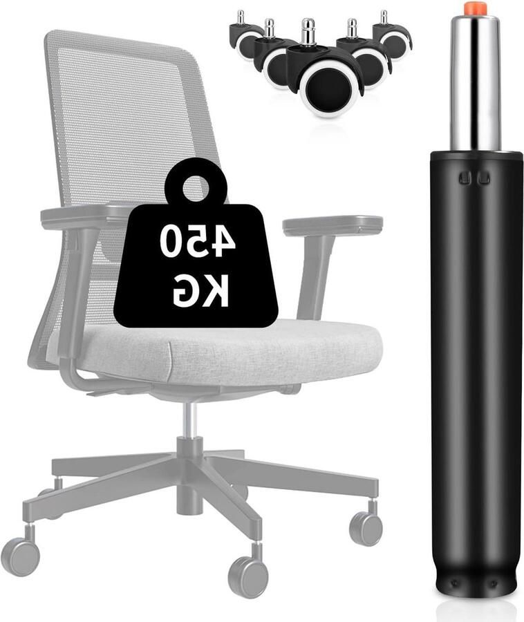 Gasdrukveer voor bureaustoel Vervanging gasveer Maat 310-455 mm belastbaar tot 450 kg Universele wielen Bureaustoel