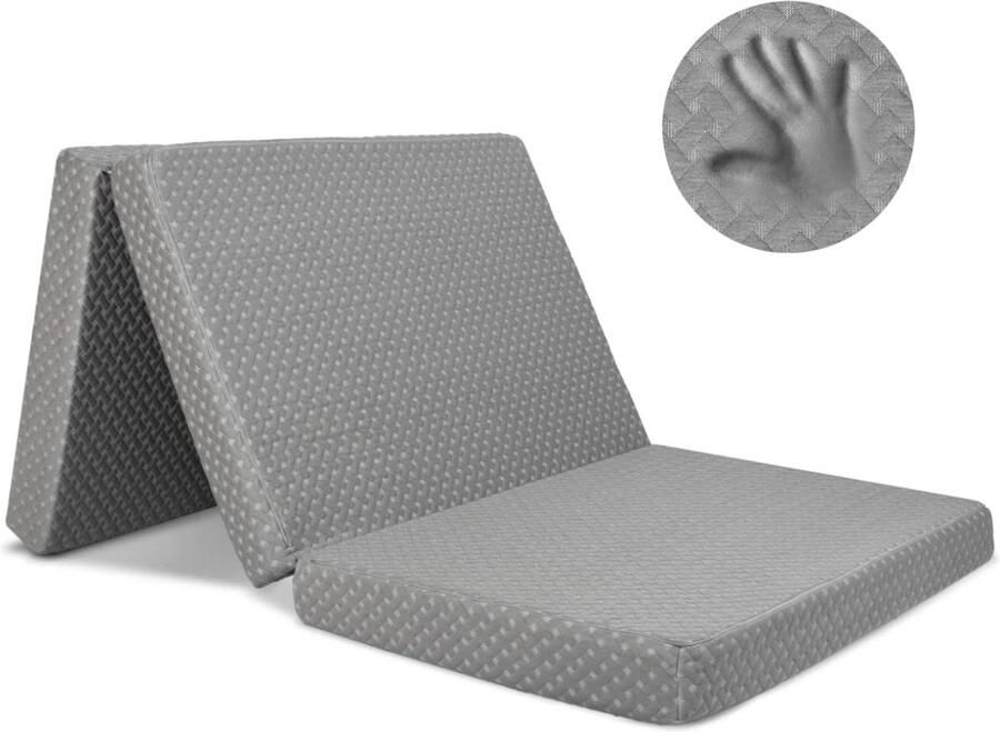 Gastenmatras moderne vouwmatras met waterdichte viscositeit perfect als comfortabele camping reismatras vouwmatras (grijs 90 x 190 x 10 cm)