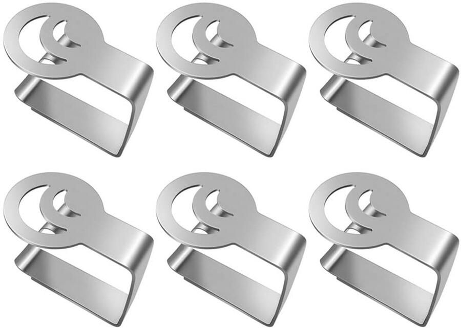 Gativs tafelkleedklemmen 6 stuks roestvrijstalen tafelklemmen tafelkleedklemmen tafelkleedhouder roestvrijstalen tafelkleedklemmen voor buitenfeesten zilver