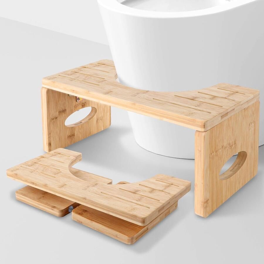 GBACHOOSE Opvouwbare houten toiletkruk voor volwassenen toiletkruk van bamboe squatty poepmat voor het ontwikkelen van een correcte en comfortabele hurkpositie