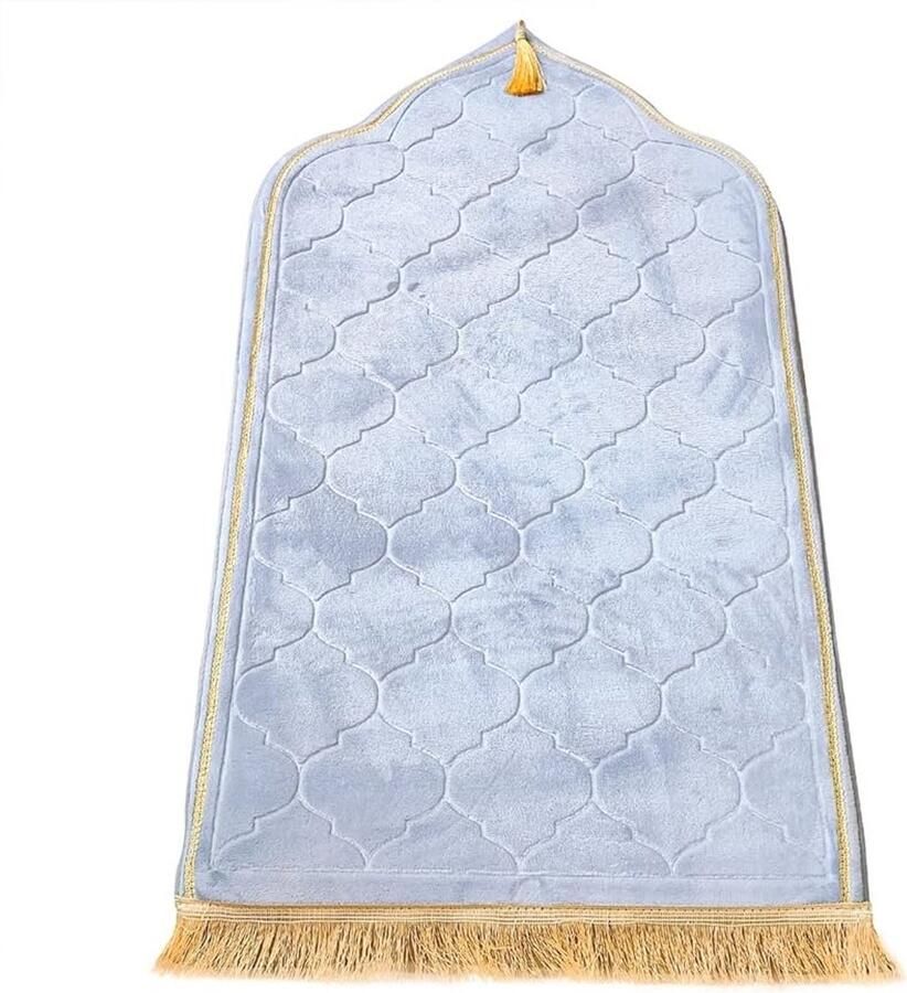 Gebedsmat – Comfortabele & Zachte Islamitische Prayer Mat – Antislip Gebedskleed met Gouden afwerkingen 115 x 65 Wit - Foto 2