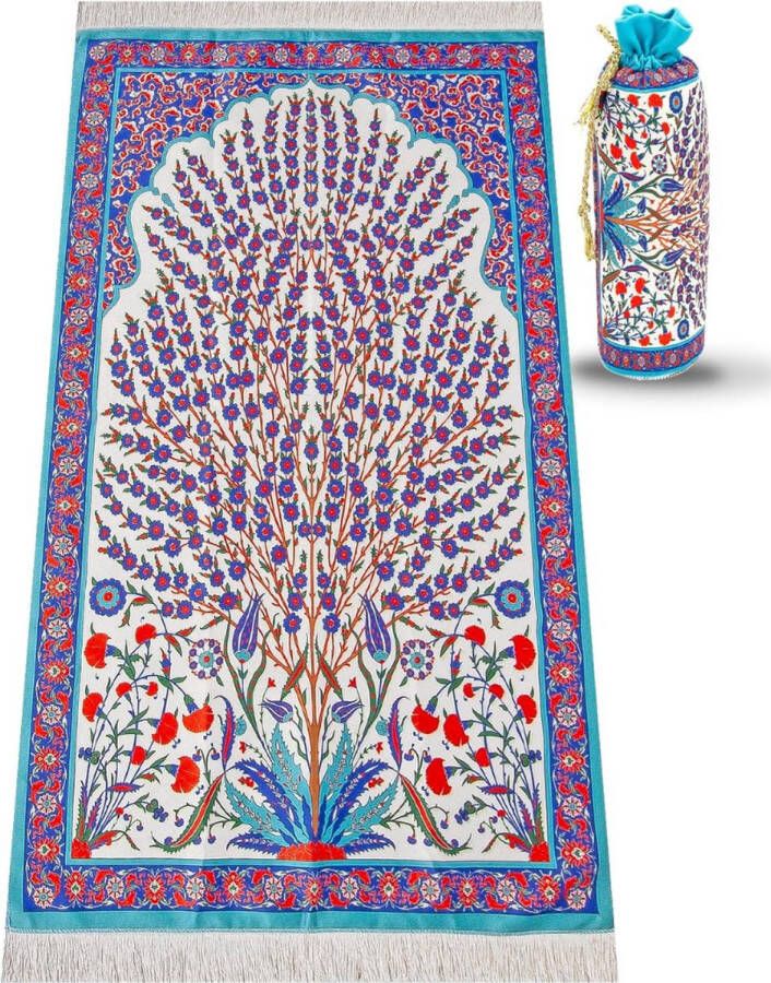 Gebedskleed Islam Spirituele Pracht: Zijdeachtig Moslim Gebedskleed met Elegant Design Draagbare Islamitische Gebedsmat Perfect Ramadan en Eid Geschenk Gebedstapijt Mat met Handige Reistas in Rood