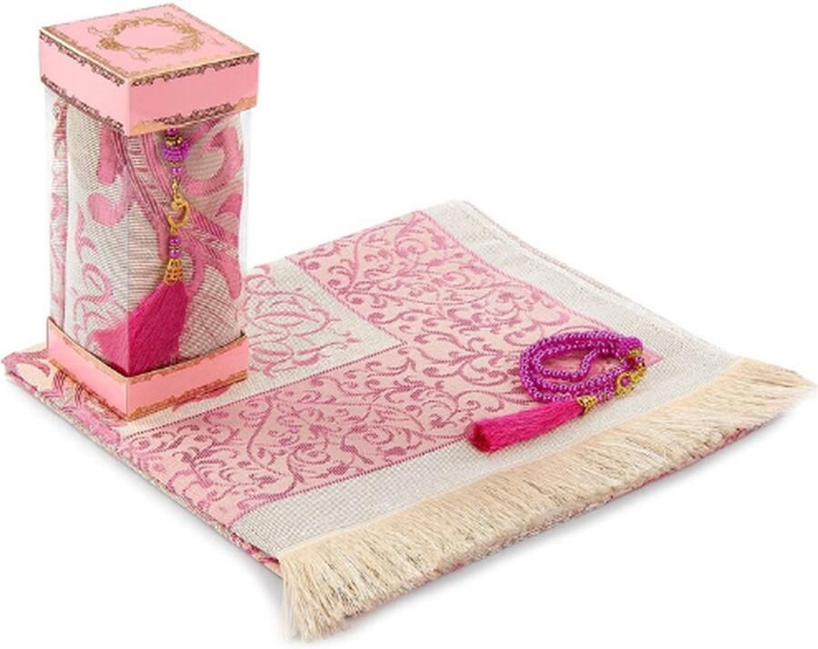 Gebedskleed Voor Moslims En Gebedskralen Met Elegante Geschenkdoos Janamaz Sajadah Zacht Islamitisch Gebedskleed Islamitische Cadeauset Gebedsmat Tafstof Roze