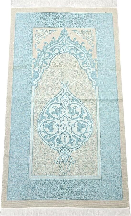 Gebedskleed voor moslims en gebedskralen met elegante geschenkdoos Janamaz Sajadah zacht islamitisch gebedskleed islamitische cadeauset gebedsmat tafstof blauw
