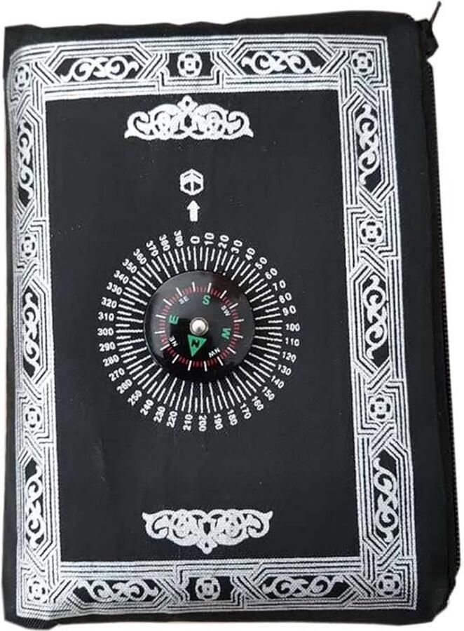 Gebedskompas tapijt islamitisch gebedskleed draagbaar antislip gebedskleed opvouwbaar voor familiereizen Eid-cadeaus voor mannen zwart