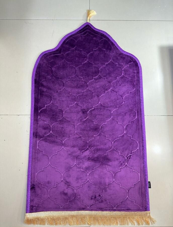 Gebedsmat – Comfortabele & Zachte Islamitische Prayer Mat – Antislip Gebedskleed met Gouden afwerkingen – 115 x 65 cm purple - Foto 2