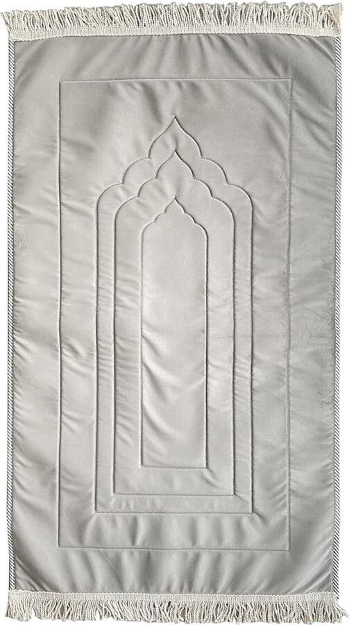 Gebedsmat vloerkleed extra groot zacht dik moslimmat Turkse gebedsmatten antislip gebedskleed met gratis tasbeeh (E-grijs)