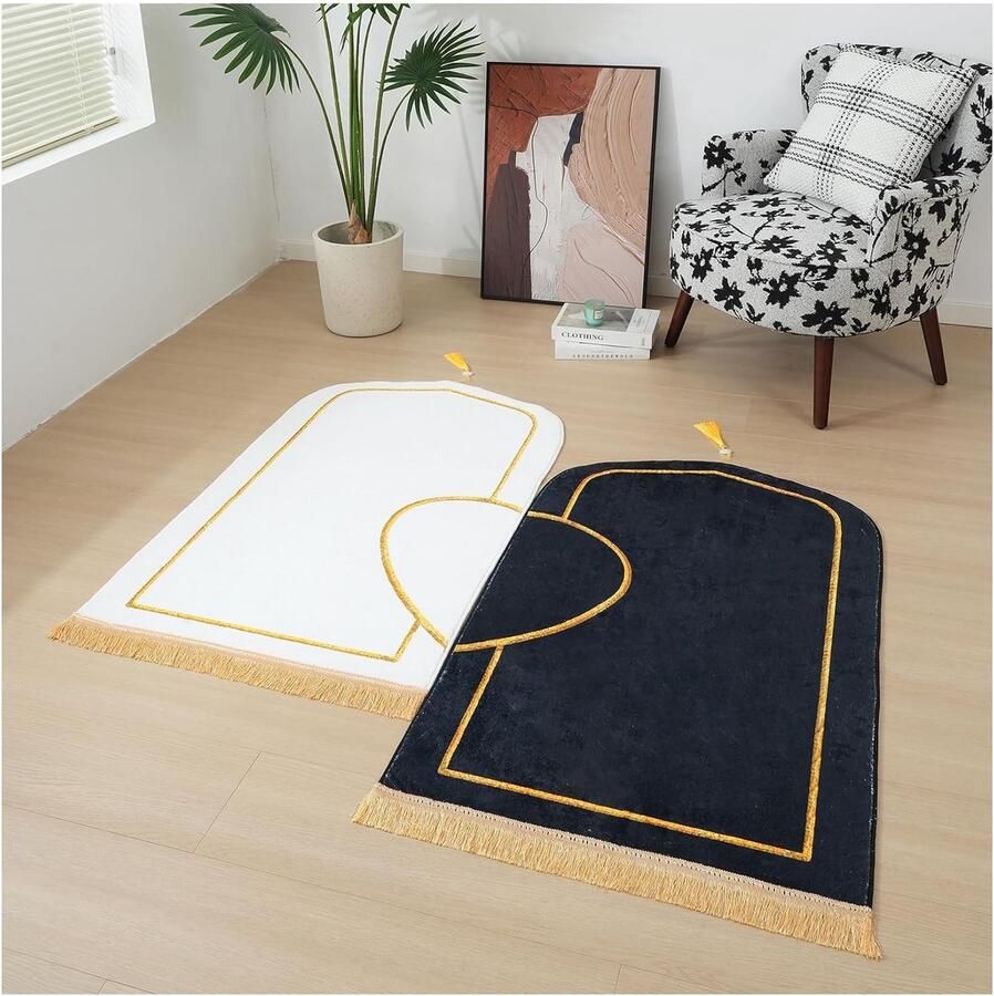 Gebedstapijt van imitatiekasjmier Zacht en antislip 1 stuk Zwart Polyester 70 x 110 cm