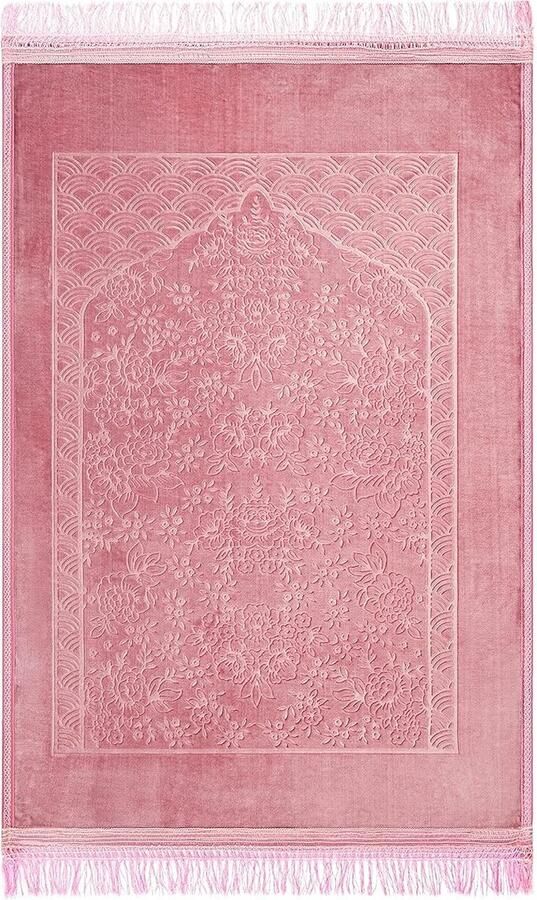 Gebedstapijt voor vrouwen zacht tapijt voor Salah Biden dikke stof gebedsmat voor volwassenen en kinderen ideaal als badmat (roze)