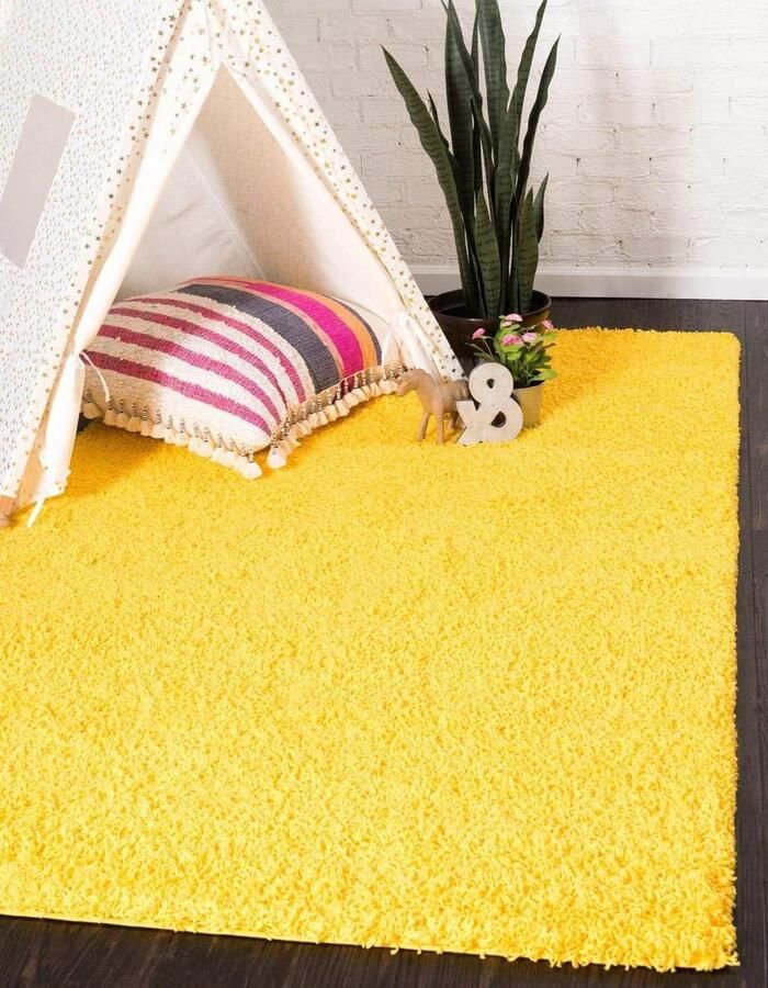 Gebied tapijt modern pluche tapijt weelderig & zacht (4' 0 x 6' 0 rechthoekig Toscaanse zon geel) Solo Solid Shag collectie