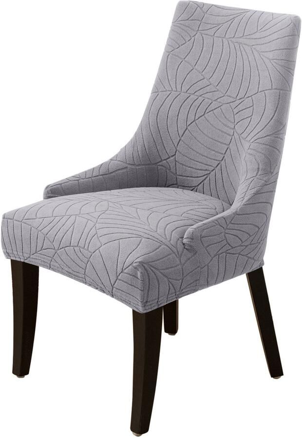 Gebladerte jacquard effen kleur fauteuil hoes home banket geprofileerde stoel hoes gebreide stoel hoes 1 stuk lichtgrijs