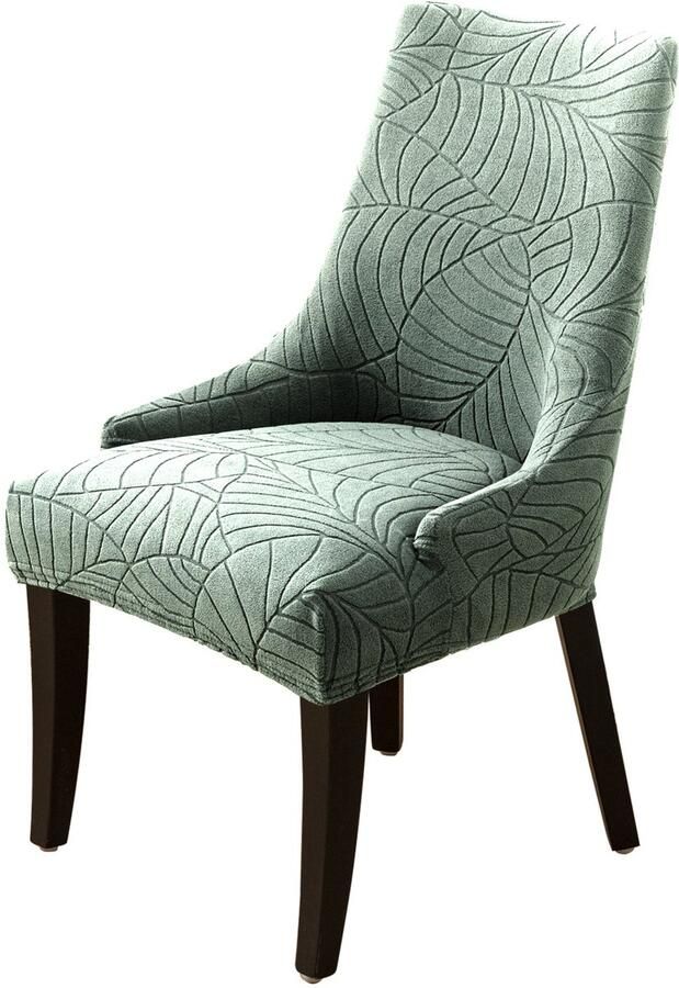 Gebladerte jacquard effen kleur fauteuil hoes home banket geprofileerde stoel set gebreide stoel hoes 1 stuk boon groen