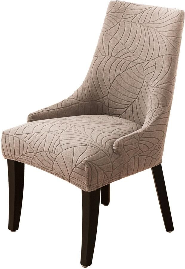 Gebladerte jacquard effen kleur fauteuil set home banket geprofileerde stoel set gebreide stoel cover 1 stuk zand kleur