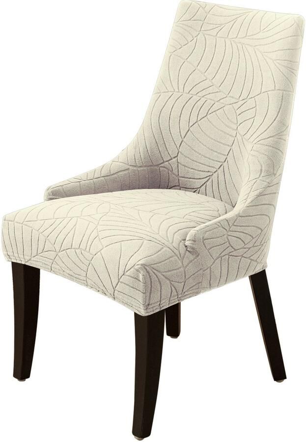 Gebladerte jacquard effen kleur fauteuil set home banket geprofileerde stoel set gebreide stoel cover 1 stuk rijst wit