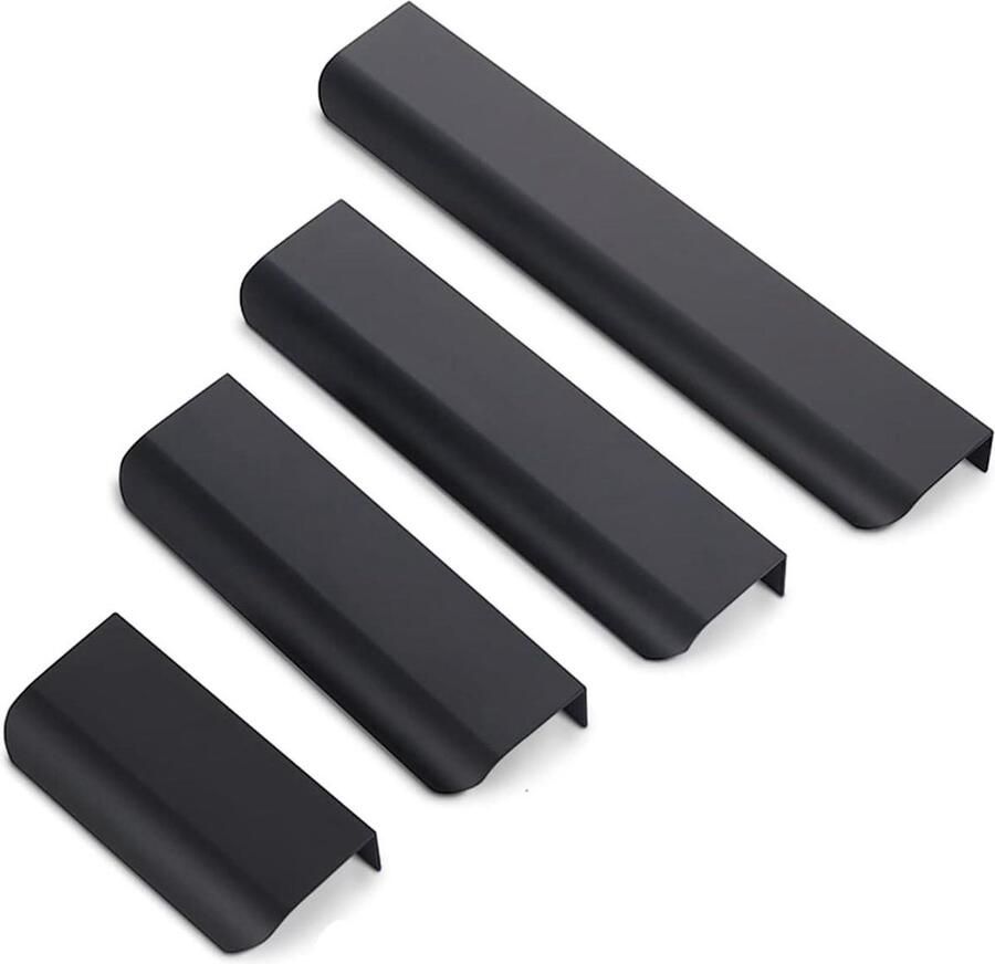 Keukengrepen gebogen deurgreep verborgen ladegreep kledingkast moderne handgreep schroeven 10 stuks 128 mm zwart