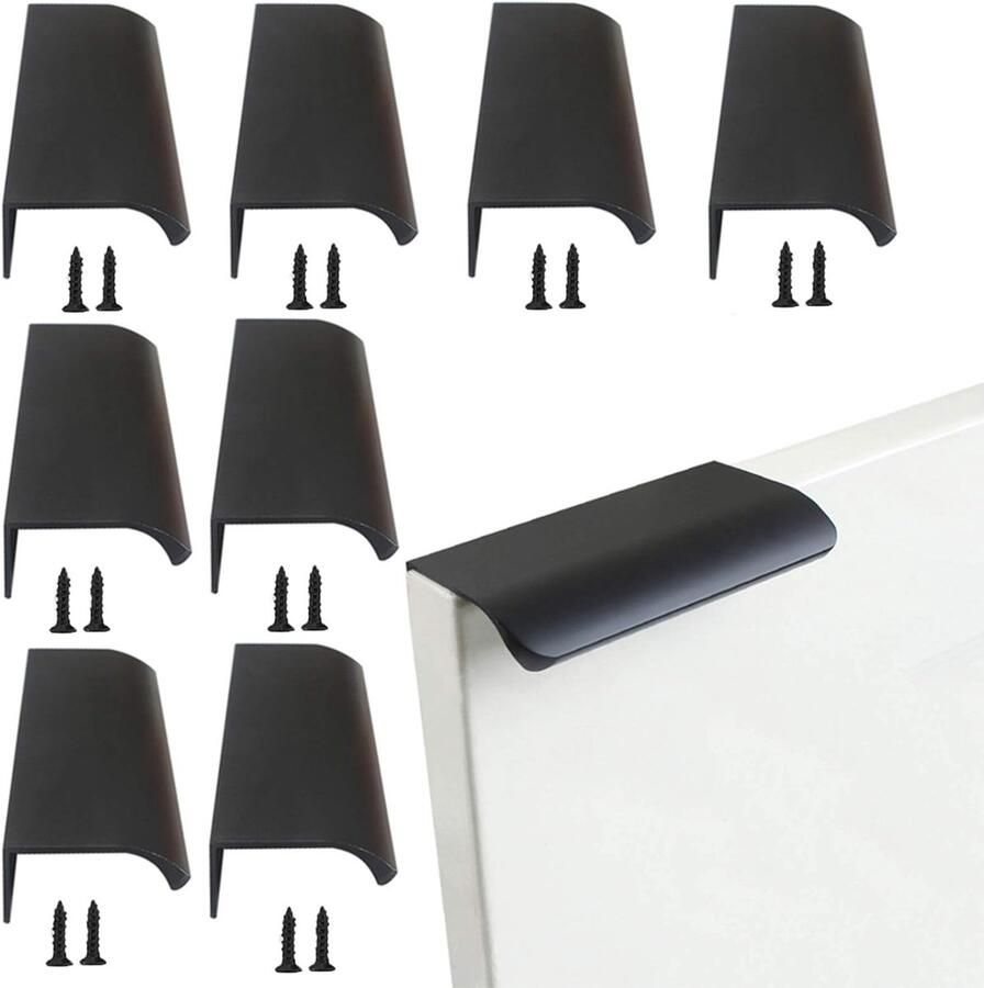Keukenkast Handvat Lade Gebogen Deurklink Zwart Aluminium Legering Meubelhandgrepen Kledingkast Keuken Slaapkamer 8 Stuks