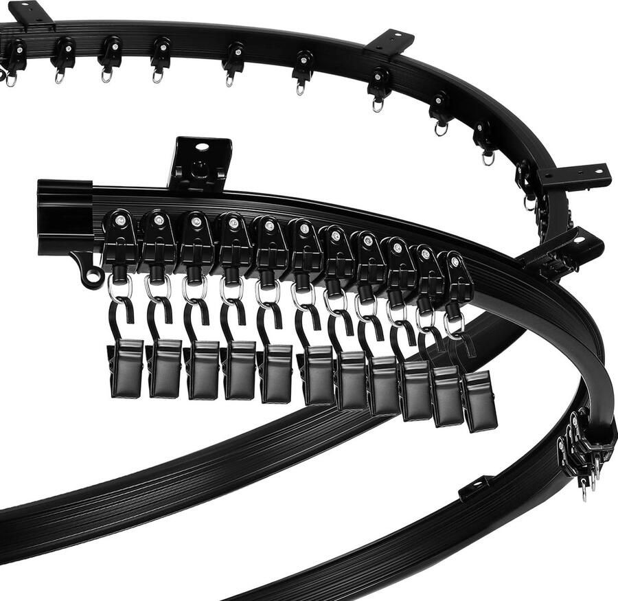 Gebogen plafondgordijnrail flexibele beugel voor gordijnrail stapelbed erker kamerverdeler flexibel recht (zwart 8 m 26 ft)