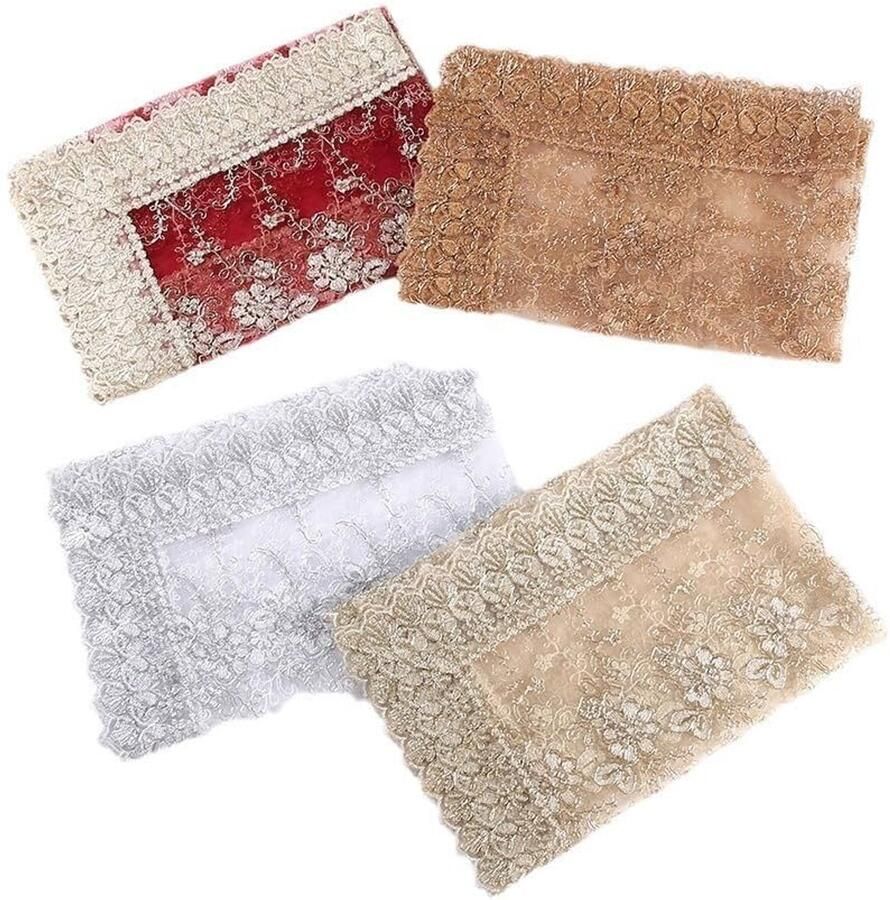 Geborduurd kanten tafelkleed beige 80 x 80 cm