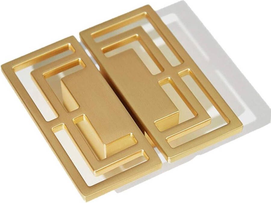 Geborsteld gouden ladeknoppen 6-pack kast TV-kast Stijlvolle gouden koperen handgrepen Moderne Chinese gelukbrengende patronen Dubbel gat 32mm handvat