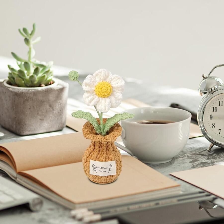 Gebreide bloemen haakbloemdecor Gesimuleerd gebreide bloemvaasdecor FADE-RESISTANT TABLE Display Ornament Home Decoration for Desk Window Bill Living Room