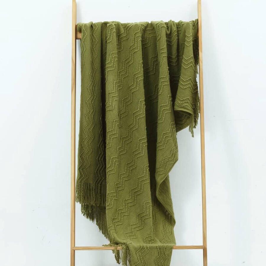 Gebreide decoratieve gooien deken voor bank sofa stoel bed. Zacht warm gezellig en lichtgewicht voor lente zomer en herfst (50x60 Avocado Groen)