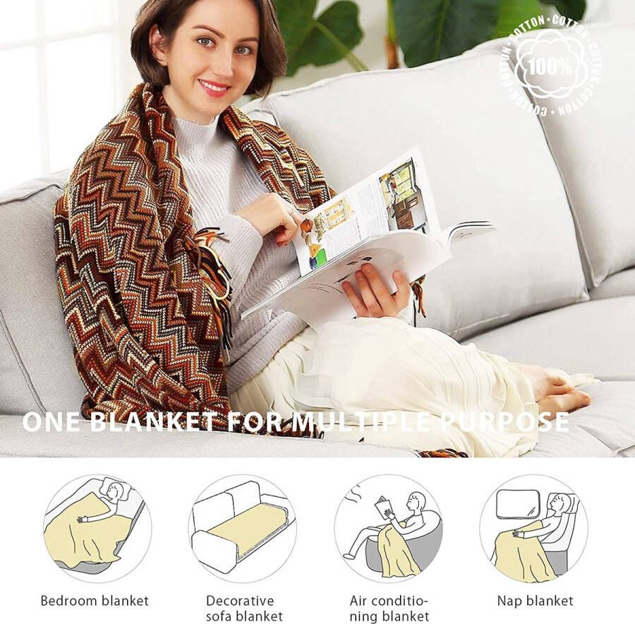 Gebreide deken met kwast effen bubbelpatroon knuffeldeken gebreide deken sprei bankdeken decoratieve deken voor bank bed 170 x 130 cm