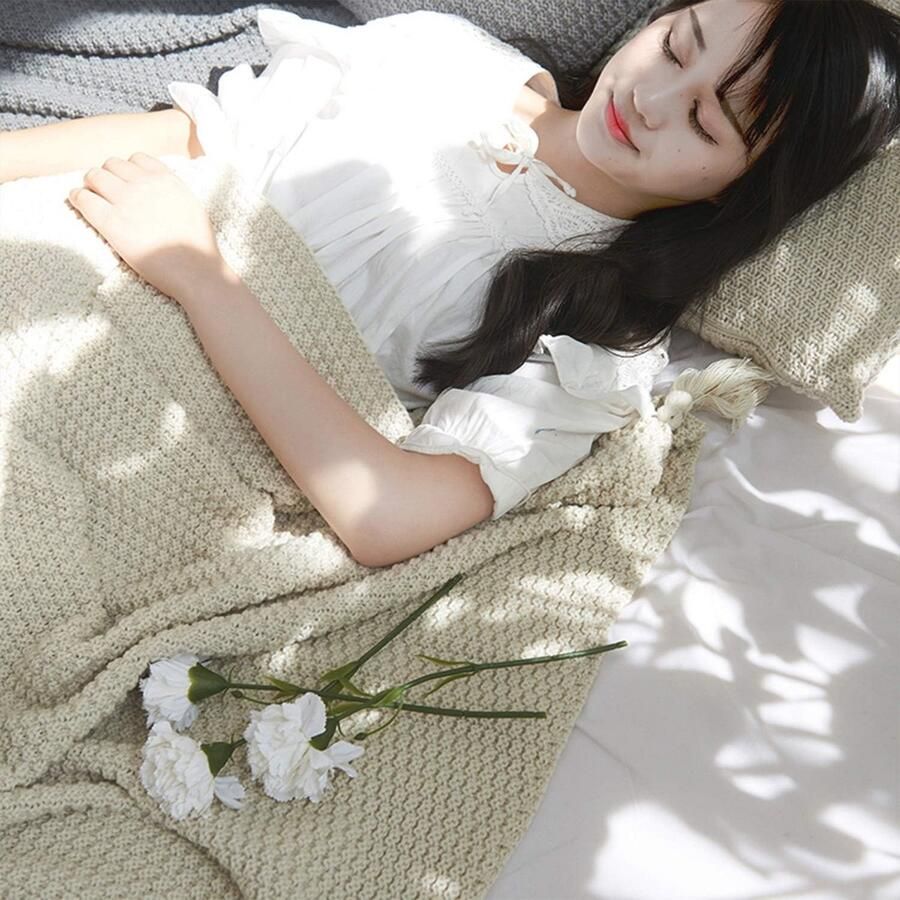 Gebreide Deken Plaid voor Bank Bed en Picknick Warm en Zacht met Franjes