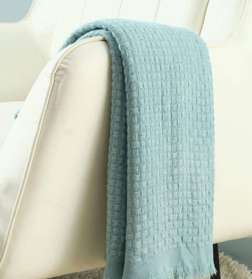 Gebreide deken voor bank fauteuil bed woondecoratie zacht warm gezellig lichtgewicht lente zomer herfst 50x60 inch blauwgroen