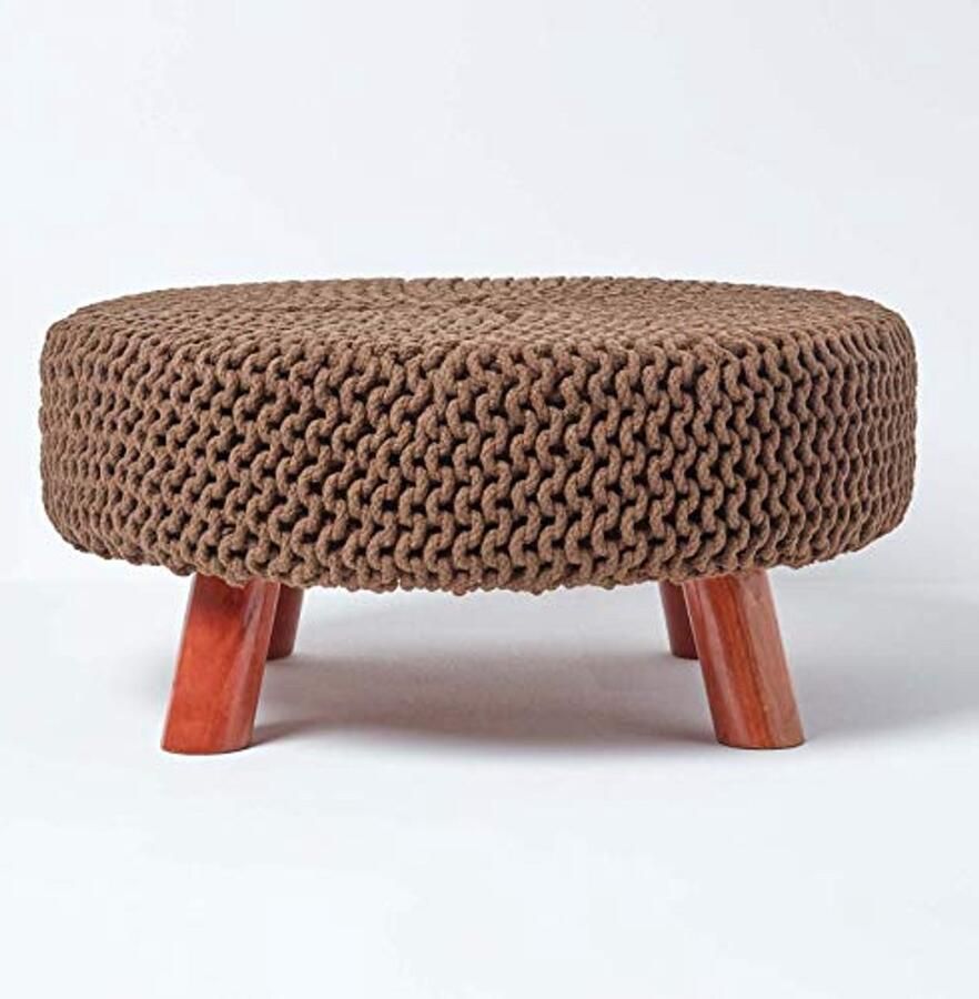 Gebreide Poef Voetsteun van 100% Katoen voor Woonkamer Kinderkamer of Senioren