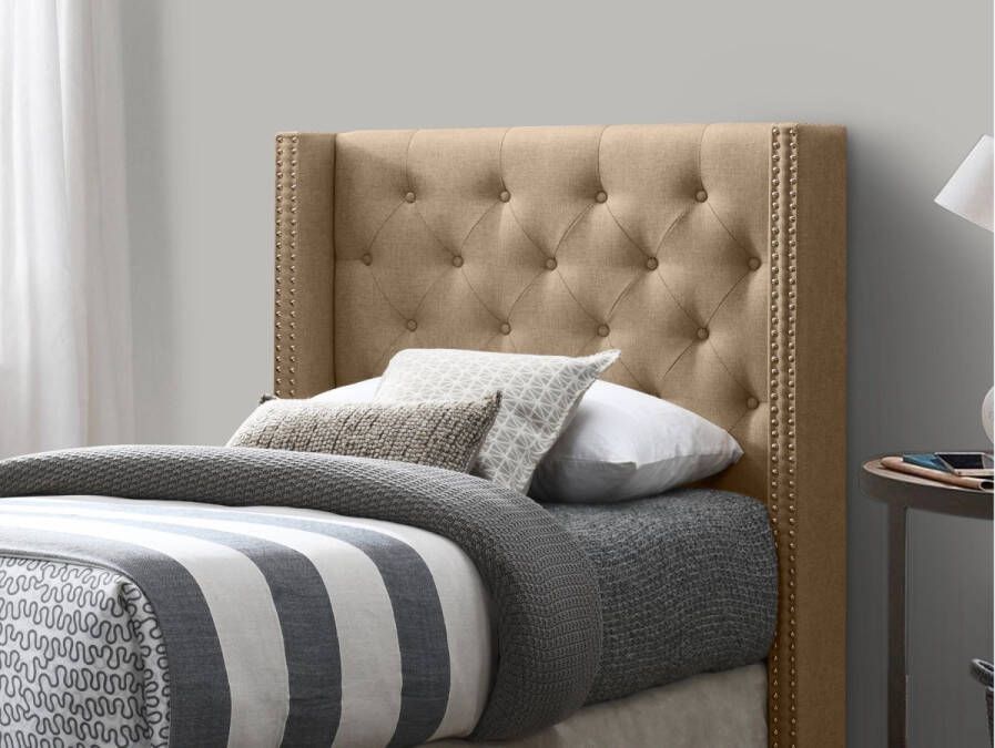 Vente-unique Gecapitonneerd hoofdbord 100 cm Stof Beige MASSIMO L 103 cm x H 115 cm x D 20 cm - Foto 4