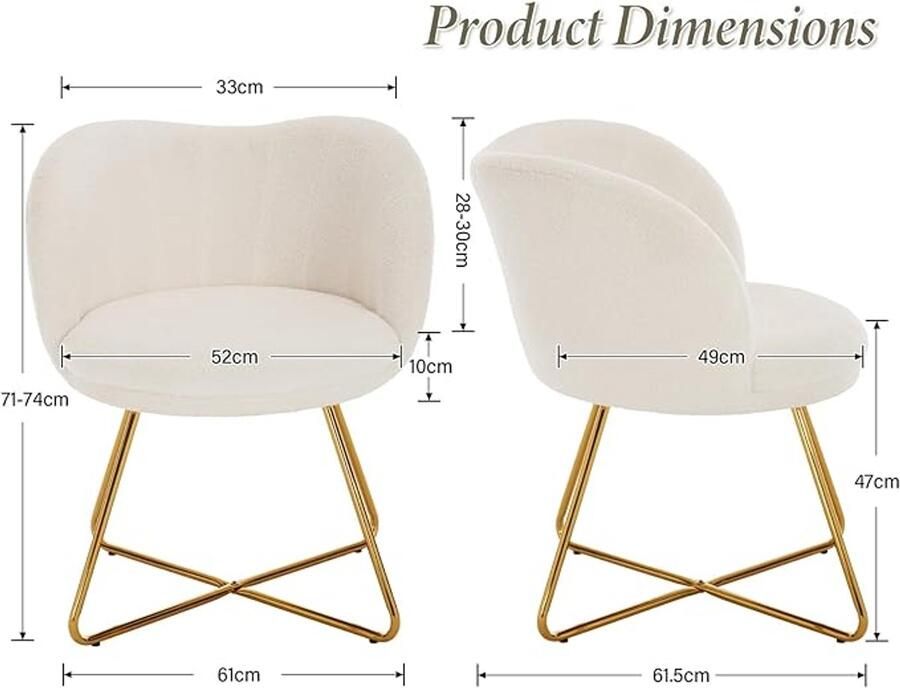 Gecapitonneerde fauteuil van imitatiebont – Ligstoel voor slaapkamer woonkamer of balkon metalen gekruiste poten – Wit #1