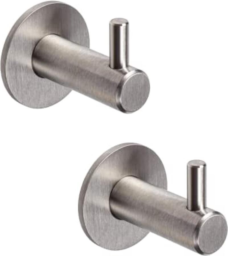 Gedotec design kapstokhaak RVS kapstokhaak individueel HOLY Handdoekhaak met enkele haak Wandhaak om te schroeven Set van 2 jashaken mat geborsteld zilver inclusief bevestigingsmateriaal